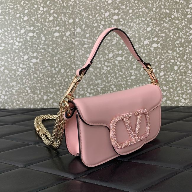 VALENTINO MINI LOCO imitation crystal shoulder bag WB0K53K Cherry blossom pink VALENTINO MINI LOCO imitation crystal shoulder bag WB0K53K Cherry blossom pink