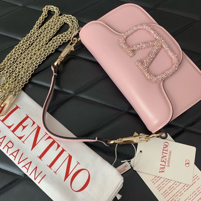 VALENTINO MINI LOCO imitation crystal shoulder bag WB0K53K Cherry blossom pink VALENTINO MINI LOCO imitation crystal shoulder bag WB0K53K Cherry blossom pink
