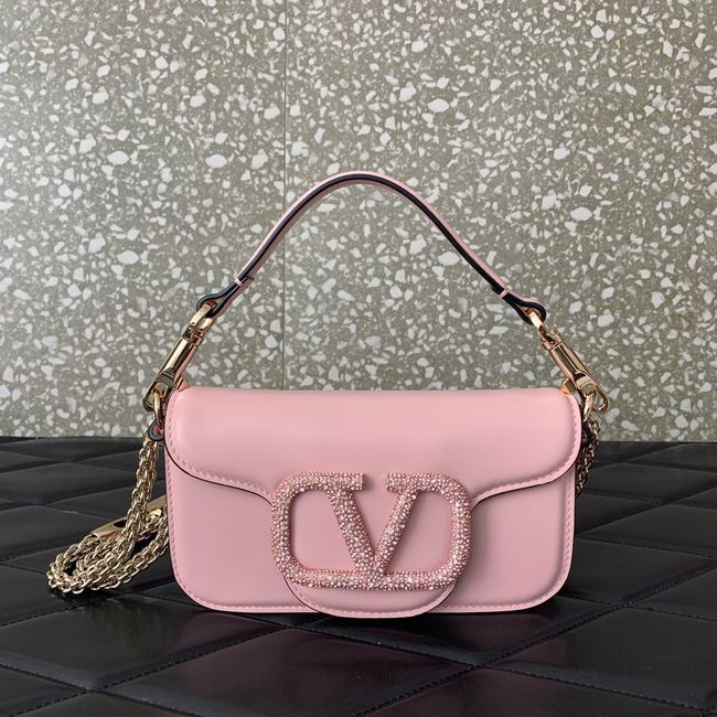 VALENTINO MINI LOCO imitation crystal shoulder bag WB0K53K Cherry blossom pink