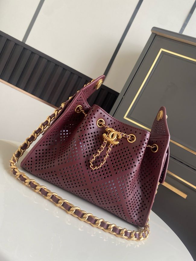 CHANEL 25 Mini Handbag AS5631 Burgundy