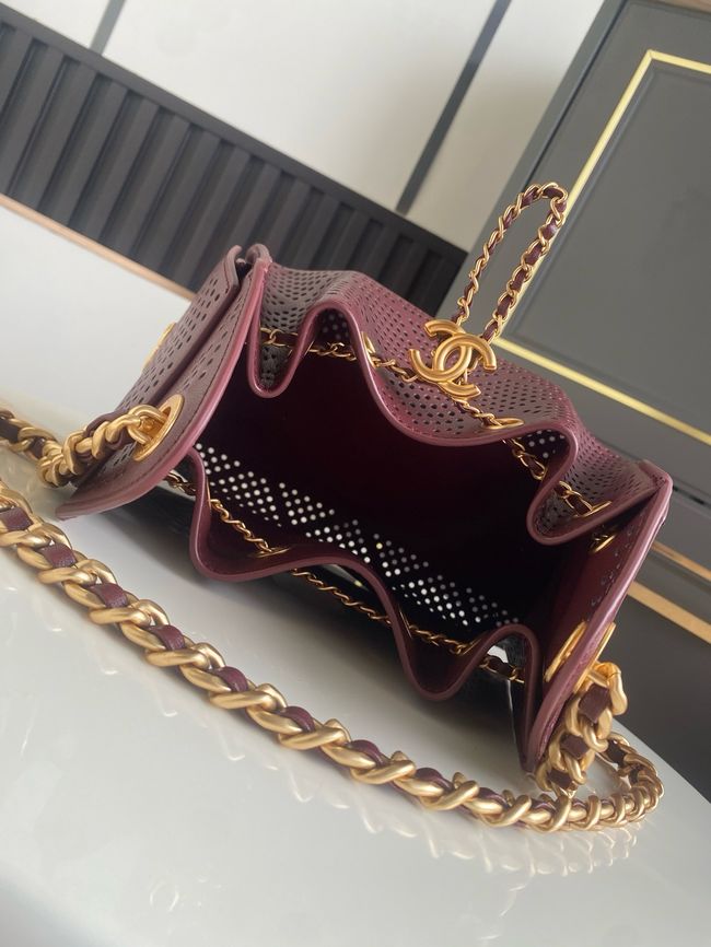 CHANEL 25 Mini Handbag AS5631 Burgundy CHANEL 25 Mini Handbag AS5631 Burgundy