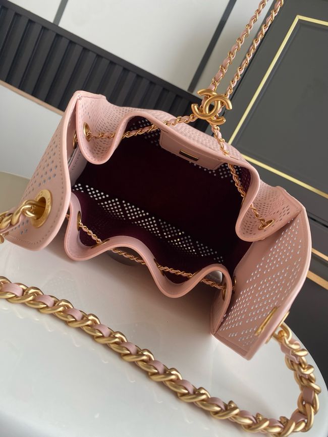 CHANEL 25 Small Handbag Perforated Calfskin AS5293 pink CHANEL 25 Small Handbag Perforated Calfskin AS5293 pink