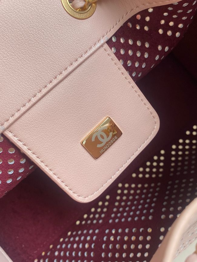 CHANEL 25 Small Handbag Perforated Calfskin AS5293 pink CHANEL 25 Small Handbag Perforated Calfskin AS5293 pink