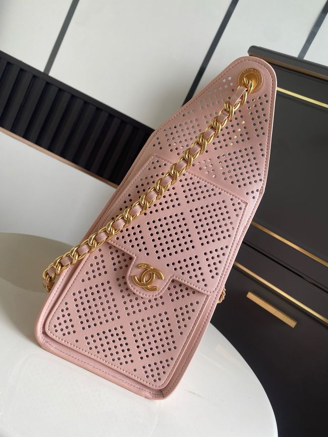 CHANEL 25 Small Handbag Perforated Calfskin AS5293 pink CHANEL 25 Small Handbag Perforated Calfskin AS5293 pink