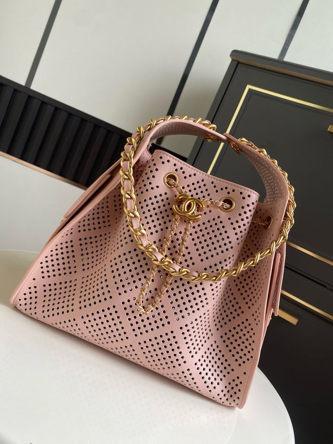 CHANEL 25 Small Handbag Perforated Calfskin AS5293 pink