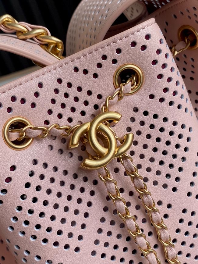CHANEL 25 Small Handbag Perforated Calfskin AS5293 pink CHANEL 25 Small Handbag Perforated Calfskin AS5293 pink