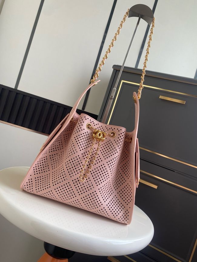 CHANEL 25 Small Handbag Perforated Calfskin AS5293 pink CHANEL 25 Small Handbag Perforated Calfskin AS5293 pink