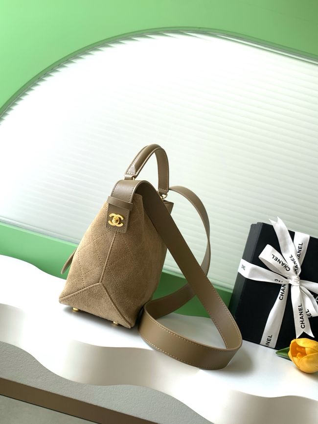 Chanel Suede Calfskin Shoulder Bag AS6268 Khaki Chanel Suede Calfskin Shoulder Bag AS6268 Khaki