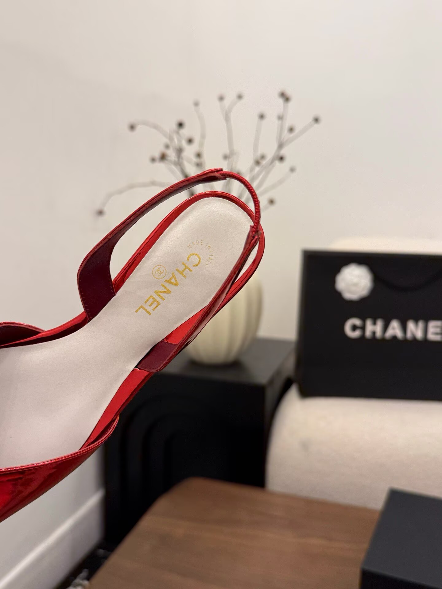 Chanel Pumps Lambskin Flat Shoes G47188 White&Red