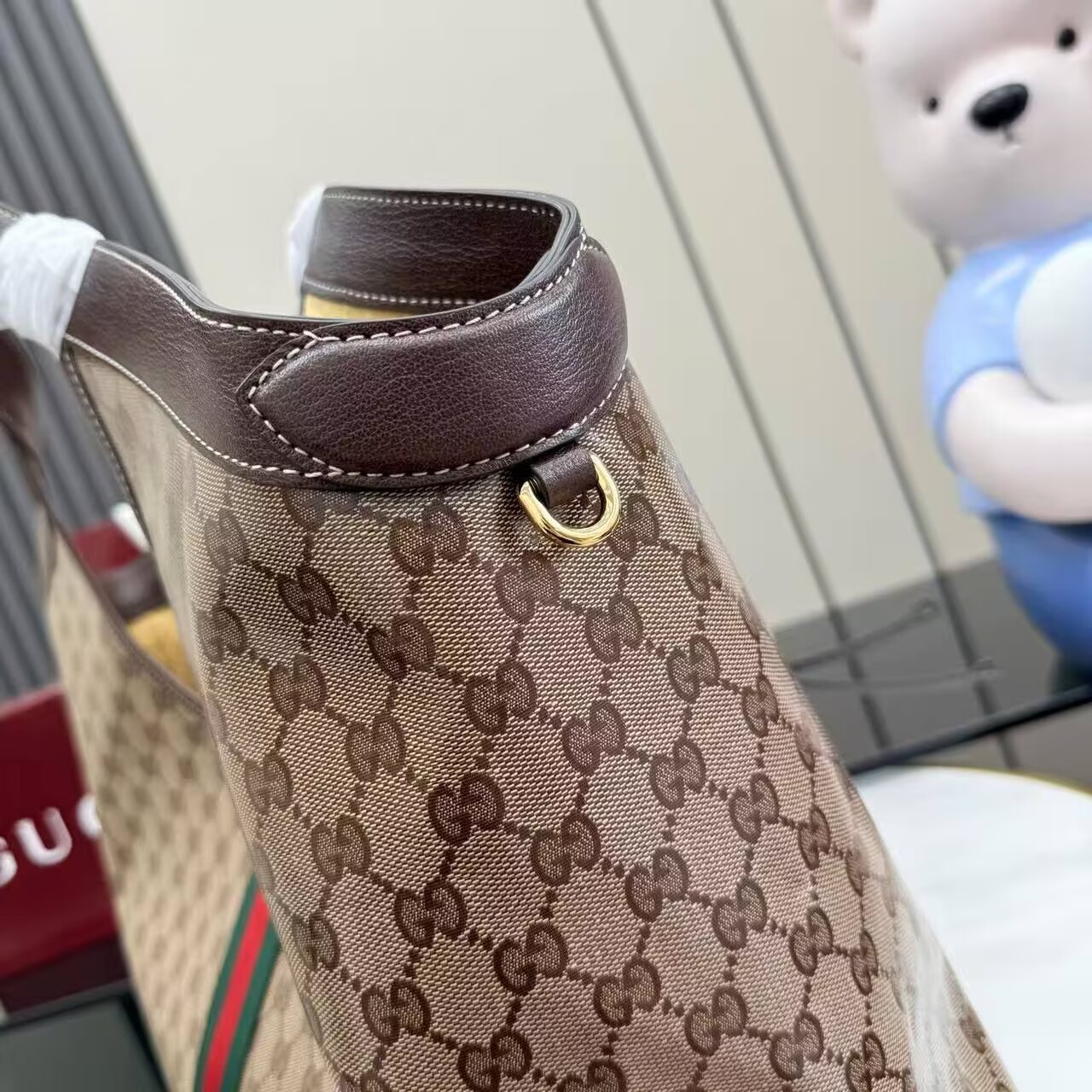 Gucci Giglio Large Canvas & Leather Tote GG Bag 53013 Brown Gucci Giglio Large Canvas & Leather Tote GG Bag 53013 Brown