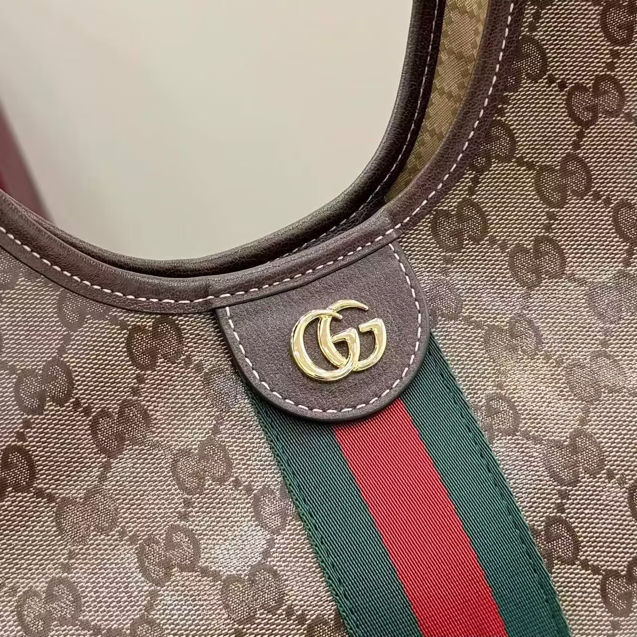 Gucci Giglio Small Canvas & Leather Tote Bag 53012 Brown Gucci Giglio Small Canvas & Leather Tote Bag 53012 Brown