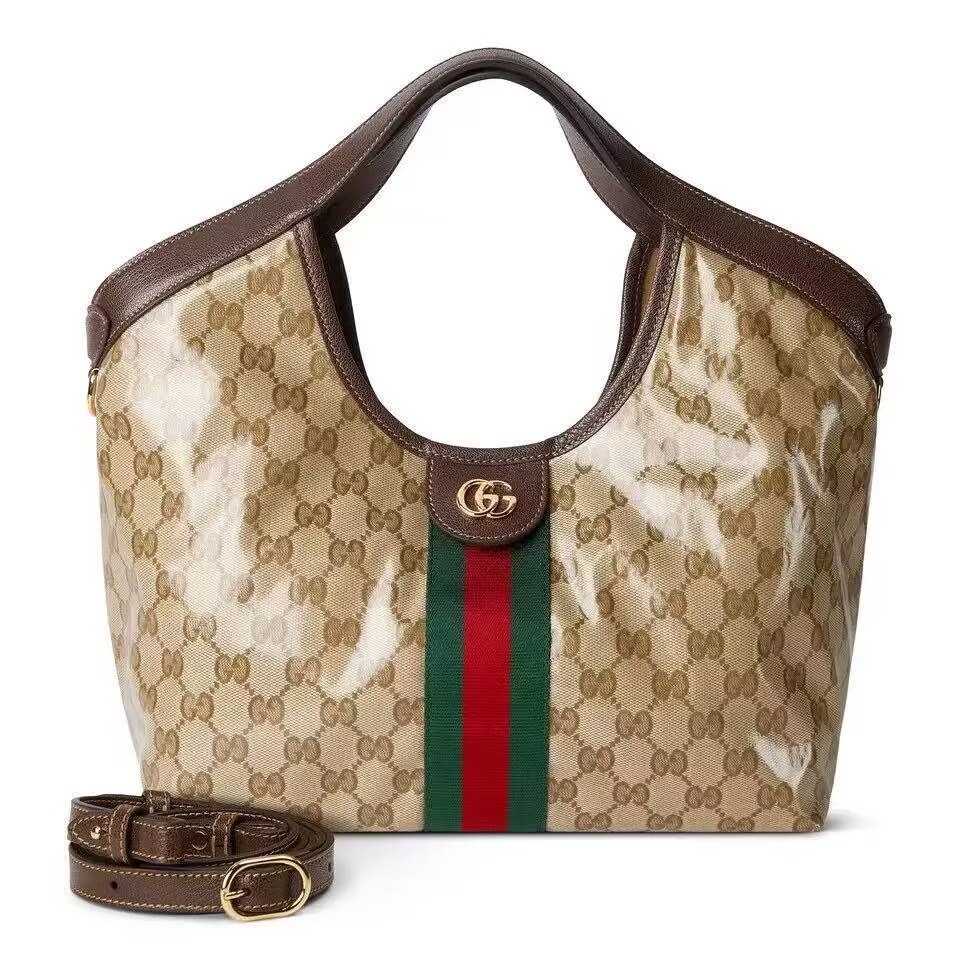 Gucci Giglio Small Canvas & Leather Tote Bag 53012 Brown Gucci Giglio Small Canvas & Leather Tote Bag 53012 Brown
