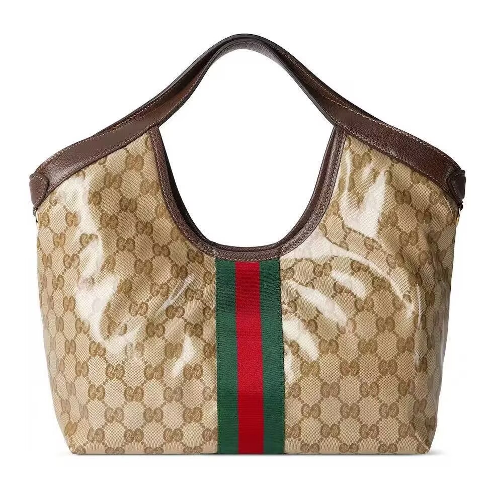 Gucci Giglio Small Canvas & Leather Tote Bag 53012 Brown Gucci Giglio Small Canvas & Leather Tote Bag 53012 Brown