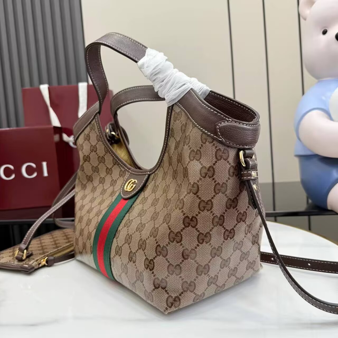 Gucci Giglio Small Canvas & Leather Tote Bag 53012 Brown Gucci Giglio Small Canvas & Leather Tote Bag 53012 Brown