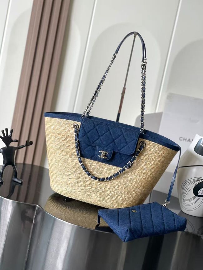 CHANEL Large Tote AS5952 Beige & blue