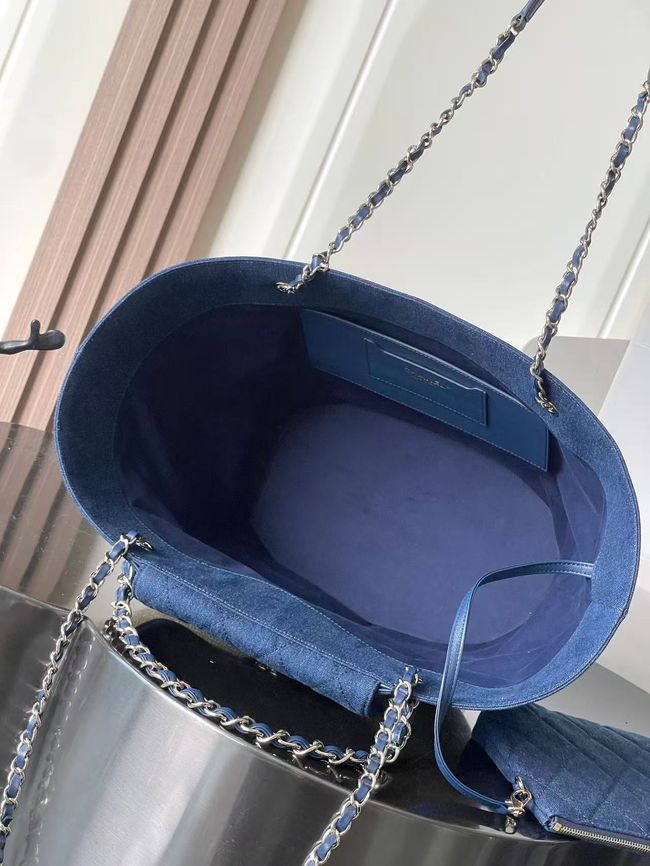 CHANEL Large Tote AS5952 Beige & blue