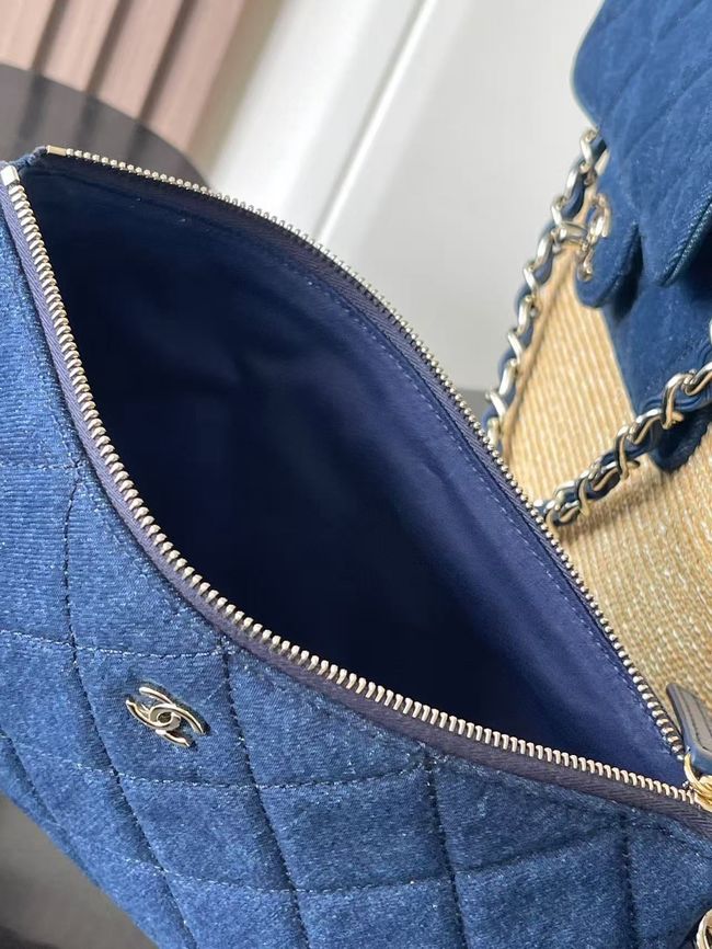 CHANEL Large Tote AS5952 Beige & blue