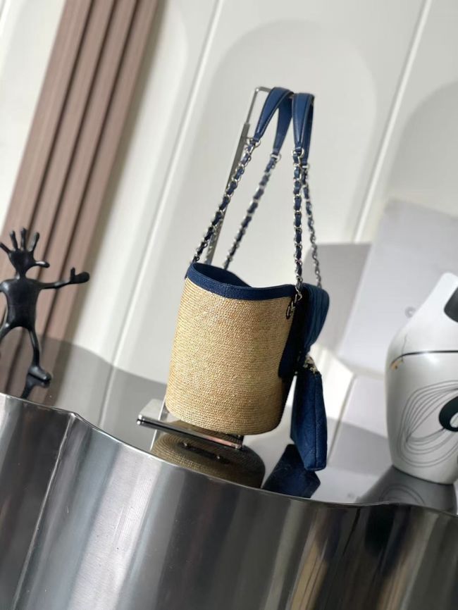 CHANEL Small Tote AS5951 Beige & blue CHANEL Small Tote AS5951 Beige & blue