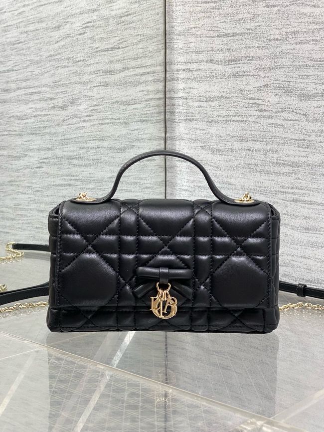 My Dior Mini Bag Cannage patent leather S0985PU black&Golden chain