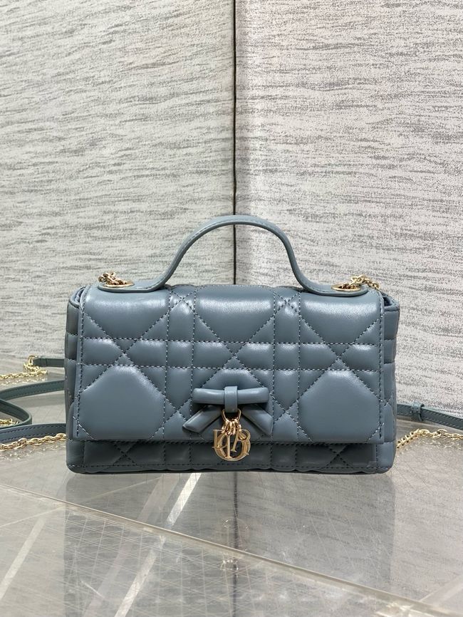 My Dior Mini Bag Cannage patent leather S0985PU blue&Golden chain