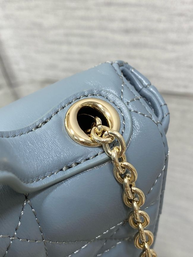 My Dior Mini Bag Cannage patent leather S0985PU blue&Golden chain My Dior Mini Bag Cannage patent leather S0985PU blue&Golden chain
