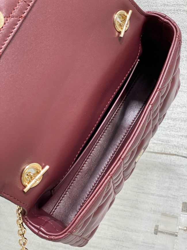 My Dior Mini Bag Cannage patent leather S0985PU burgundy&Golden chain