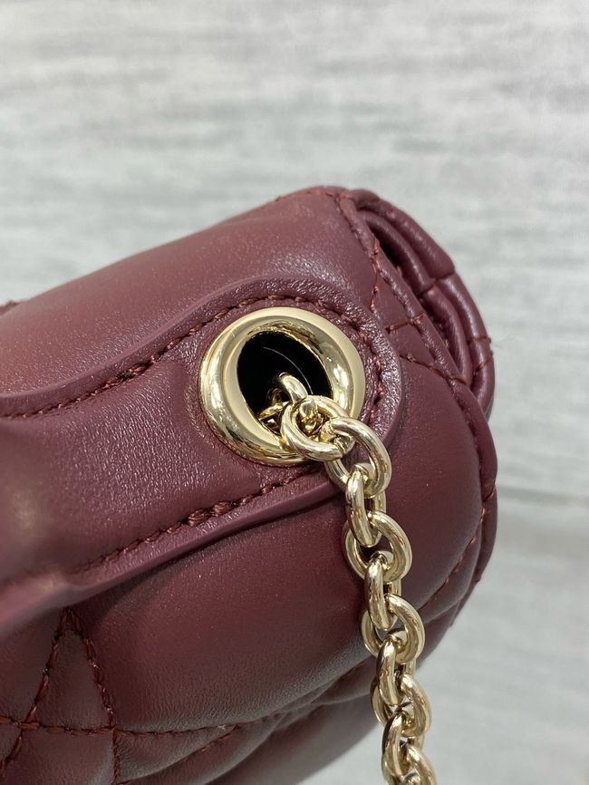 My Dior Mini Bag Cannage patent leather S0985PU burgundy&Golden chain