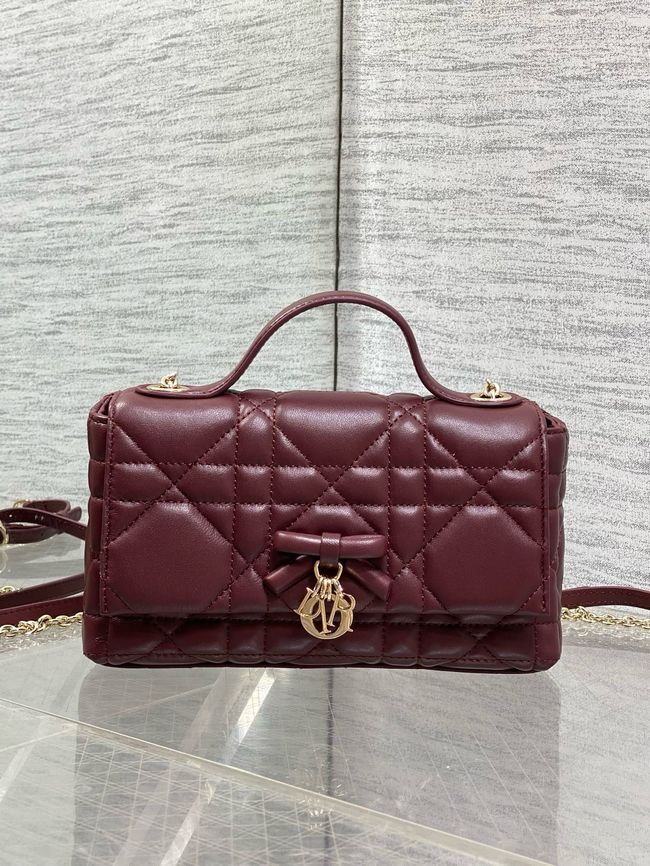 My Dior Mini Bag Cannage patent leather S0985PU burgundy&Golden chain