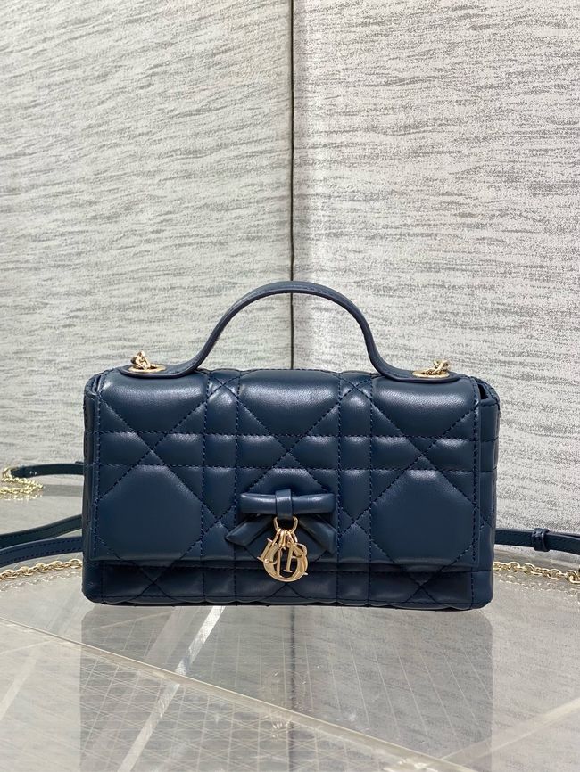 My Dior Mini Bag Cannage patent leather S0985PU dark blue&Golden chain