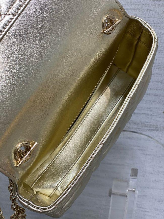 My Dior Mini Bag Cannage patent leather S0985PU gold&Golden chain My Dior Mini Bag Cannage patent leather S0985PU gold&Golden chain