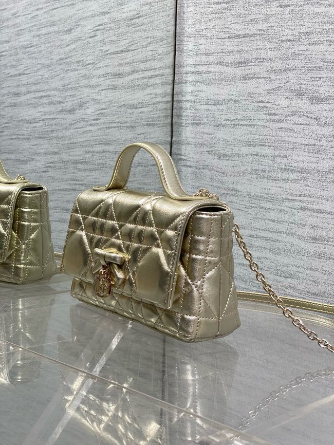 My Dior Mini Bag Cannage patent leather S0985PU gold&Golden chain My Dior Mini Bag Cannage patent leather S0985PU gold&Golden chain