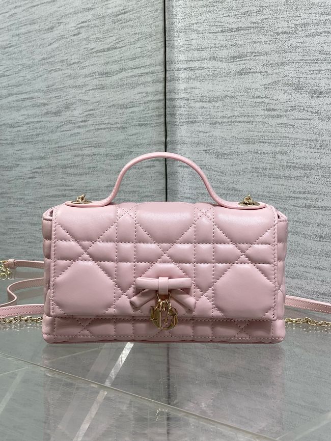 My Dior Mini Bag Cannage patent leather S0985PU pink&Golden chain