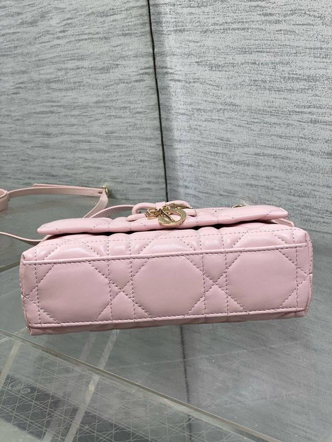 My Dior Mini Bag Cannage patent leather S0985PU pink&Golden chain