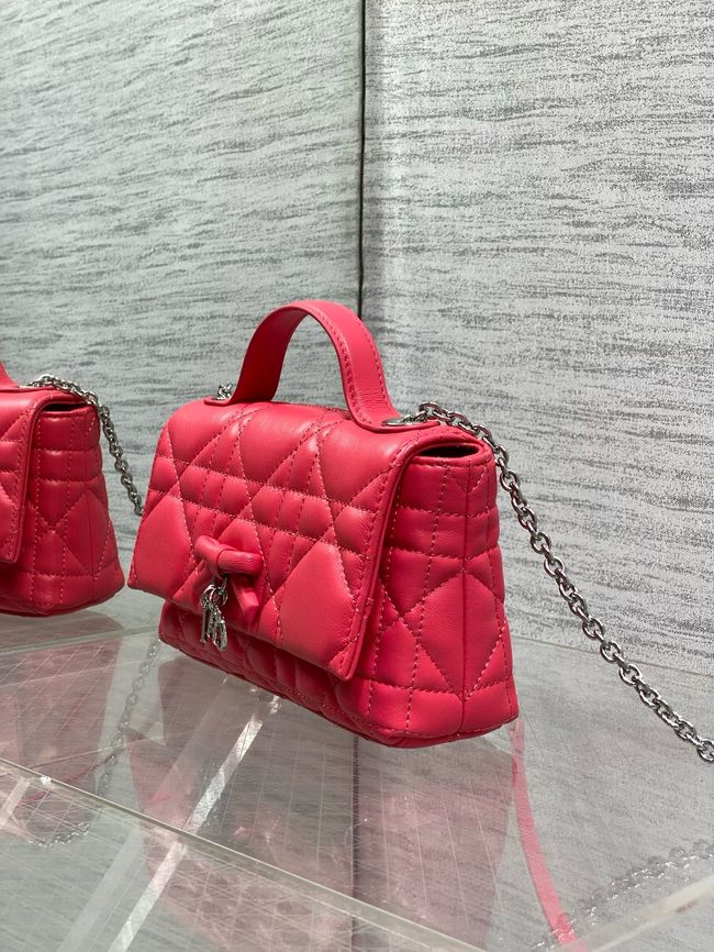 My Dior Mini Bag Cannage patent leather S0985PU red&silver chain My Dior Mini Bag Cannage patent leather S0985PU red&silver chain