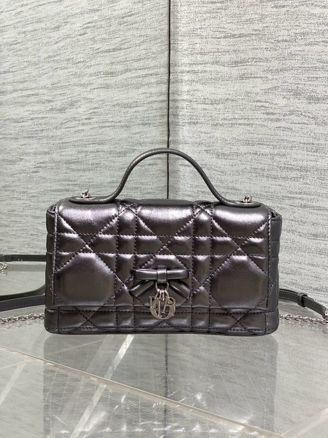 My Dior Mini Bag Cannage patent leather S0985PU silver gray&silver chain