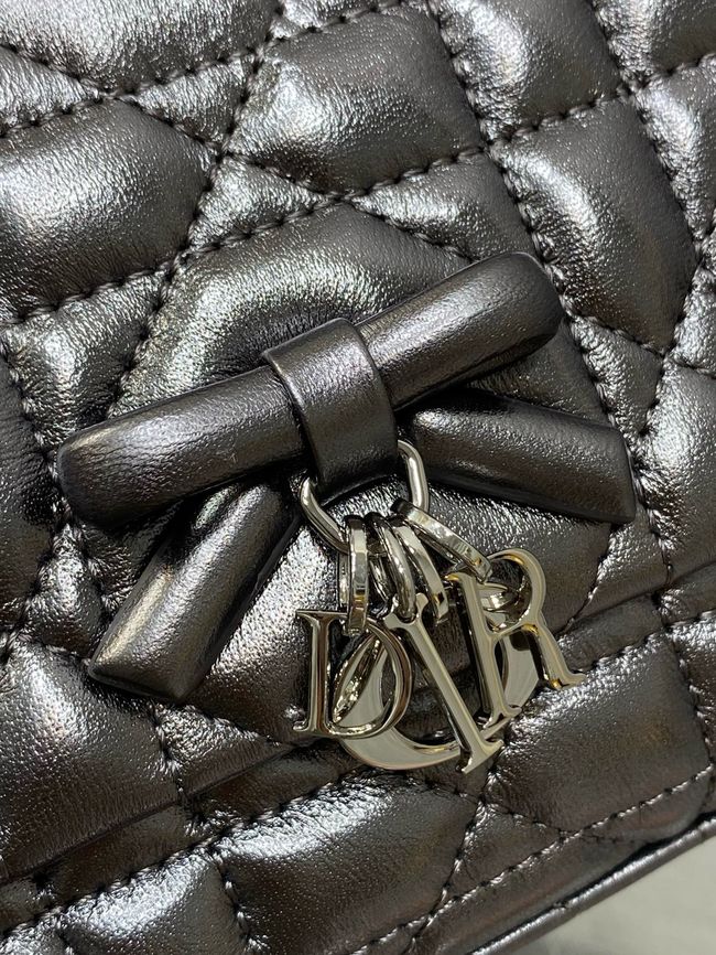My Dior Mini Bag Cannage patent leather S0985PU silver gray&silver chain