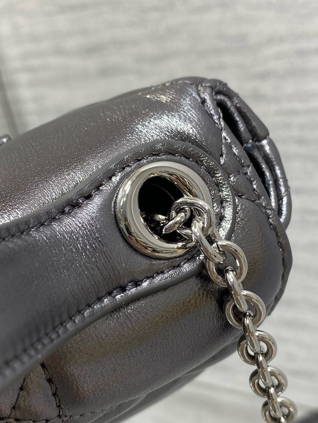 My Dior Mini Bag Cannage patent leather S0985PU silver gray&silver chain