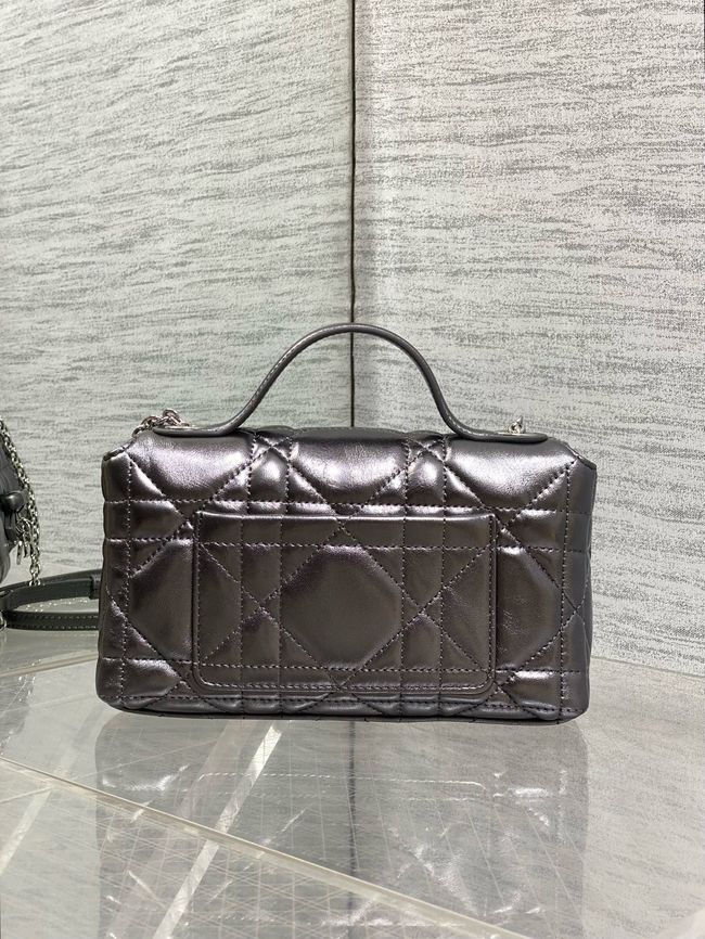 My Dior Mini Bag Cannage patent leather S0985PU silver gray&silver chain