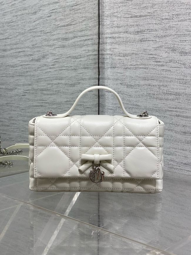 My Dior Mini Bag Cannage patent leather S0985PU white&silver chain