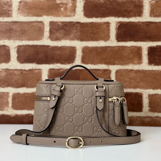 GUCCI GG EMBLEM SUPER MINI BAG 815949 gray GUCCI GG EMBLEM SUPER MINI BAG 815949 gray