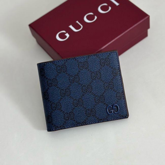 Gucci Dusty interior GG bi-fold wallet 768243 dark blue&brown