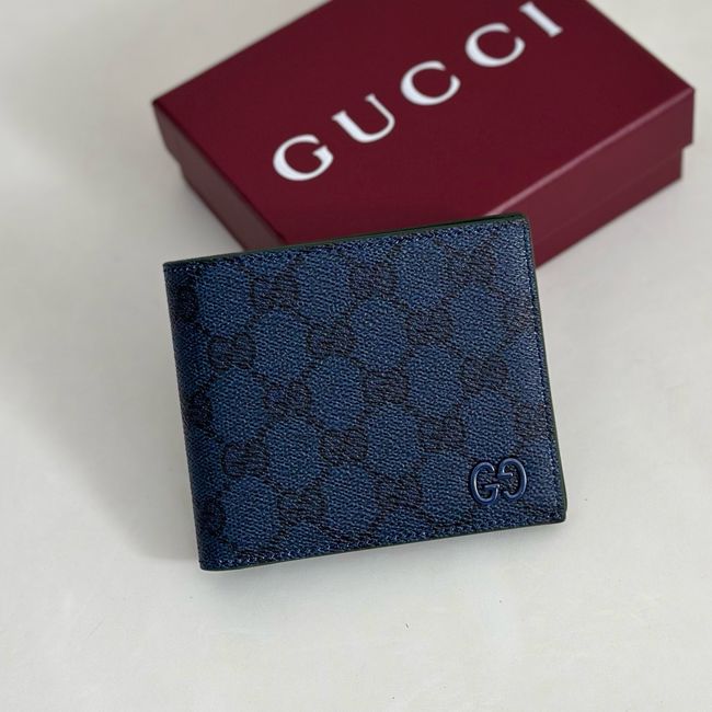 Gucci Dusty interior GG bi-fold wallet 768243 dark blue&green