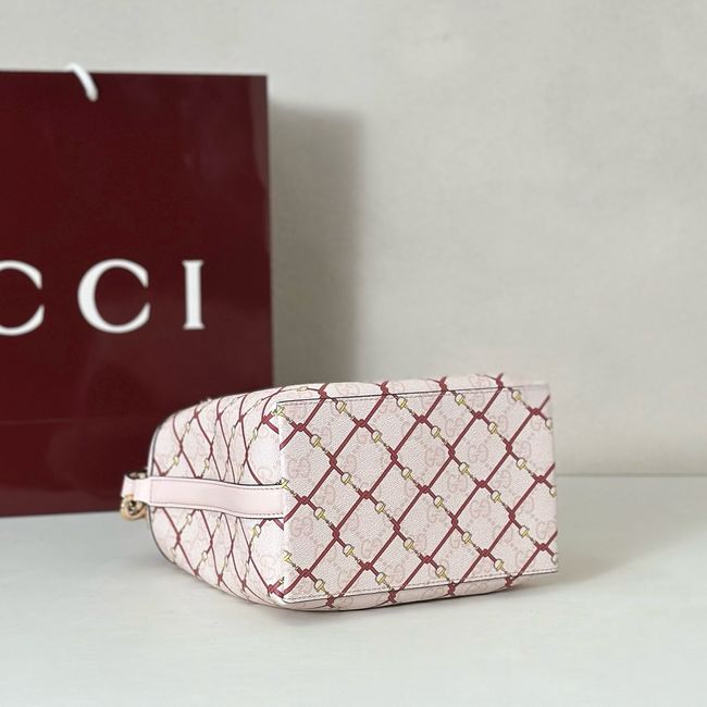 Gucci GG Emblem small bucket bag fabric 815118 pink