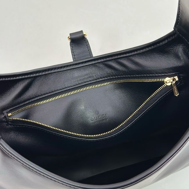 Gucci Jackie 1961 medium shoulder bag 863136 black hand-treated leather Gucci Jackie 1961 medium shoulder bag 863136 black hand-treated leather