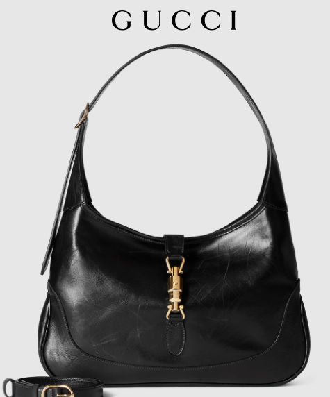 Gucci Jackie 1961 medium shoulder bag 863136 black hand-treated leather