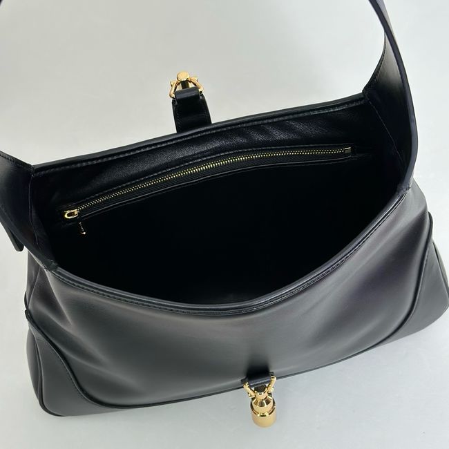 Gucci Jackie 1961 medium shoulder bag 863136 black hand-treated leather Gucci Jackie 1961 medium shoulder bag 863136 black hand-treated leather