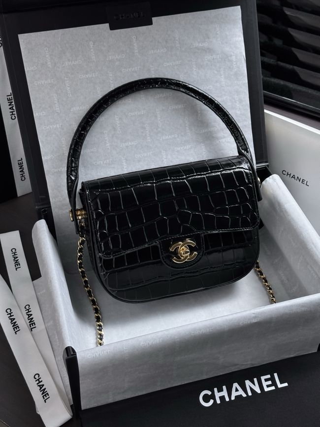 CHANEL Mini Flap Bag with Top Handle AS6424 black