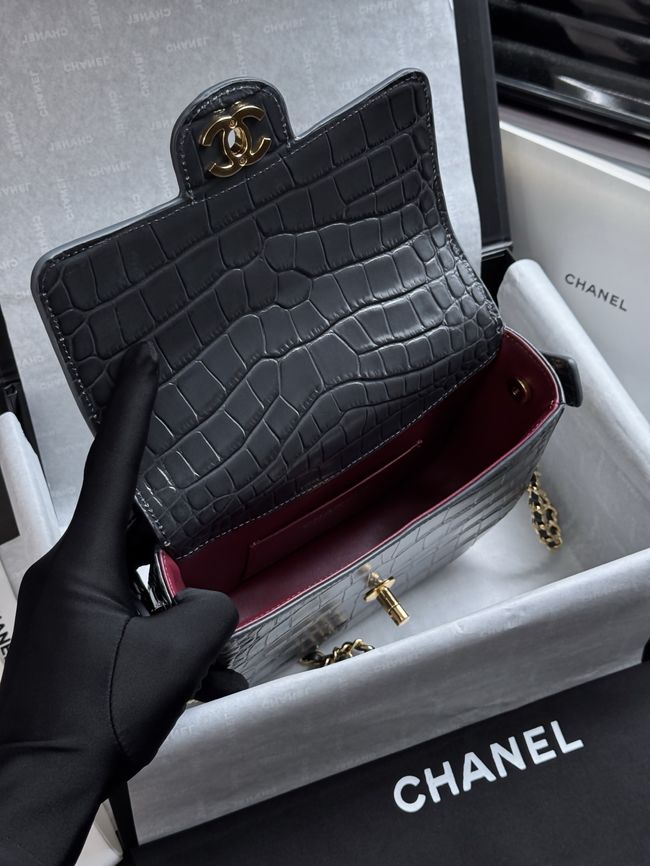 CHANEL Mini Flap Bag with Top Handle AS6424 dark blue