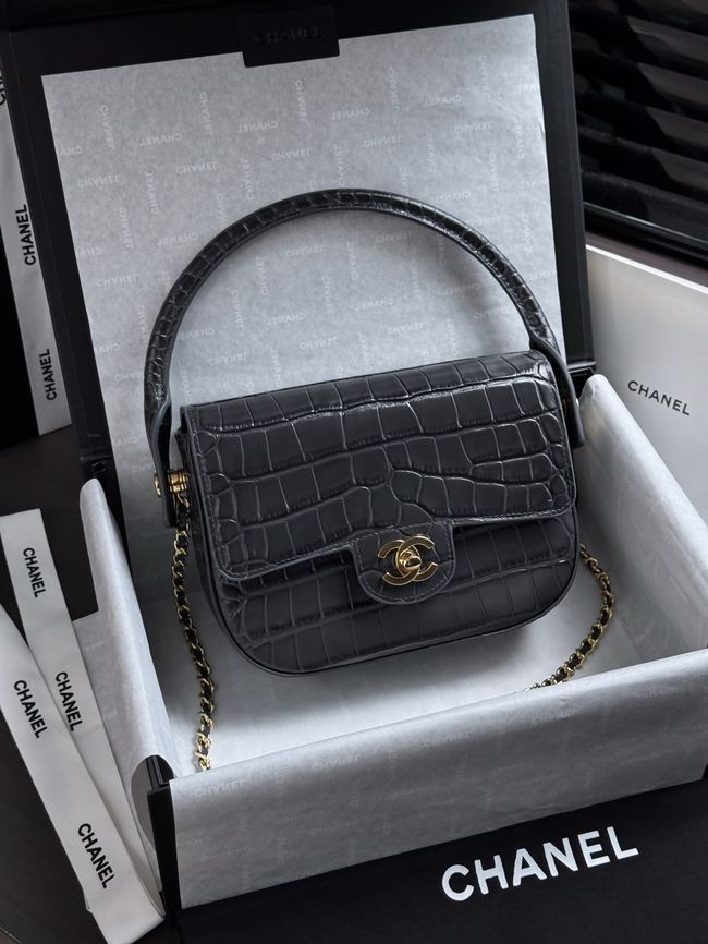 CHANEL Mini Flap Bag with Top Handle AS6424 dark blue