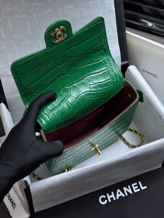 CHANEL Mini Flap Bag with Top Handle AS6424 green